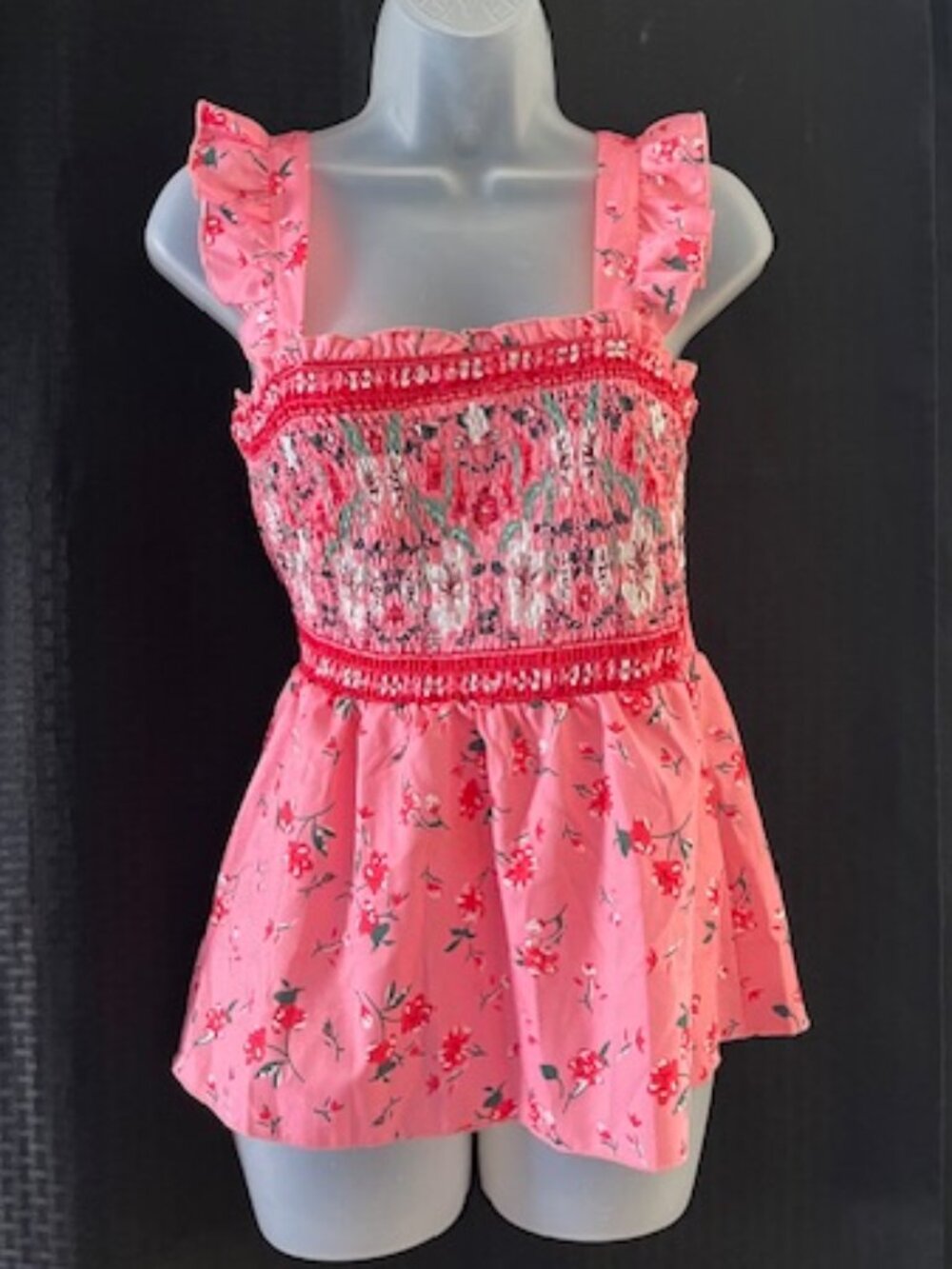 Pretty Bright Pink Floral Ruffle Sleeve Top